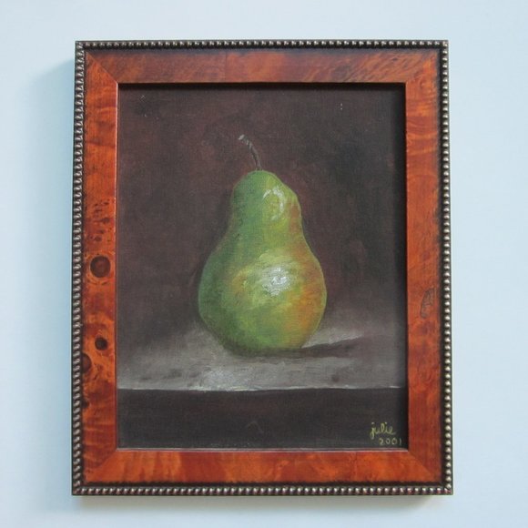 Still Life Fruit Oil on Canvas Board by Julie Johnson Titled Pear For Jack - Picture 1 of 7